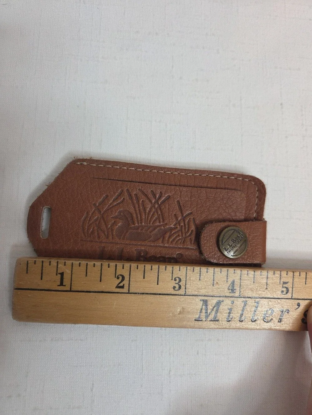 Vintage L.L.Bean Leather Luggage Tag Brown Travel ID Holder